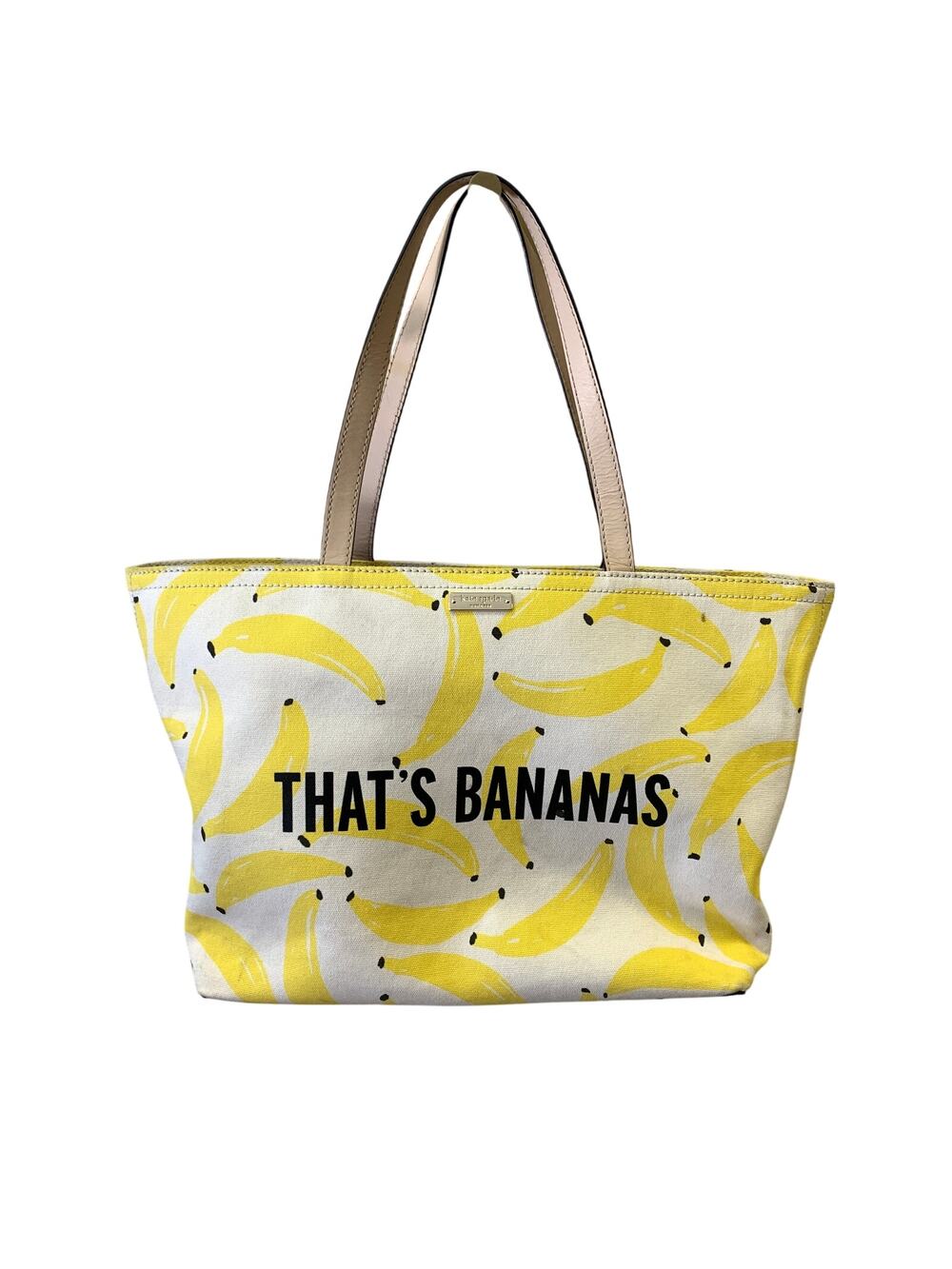 Kate Spade Flights Of Fancy "Thats Bananas" Francis Tote Bag Canvas Cream Yellow